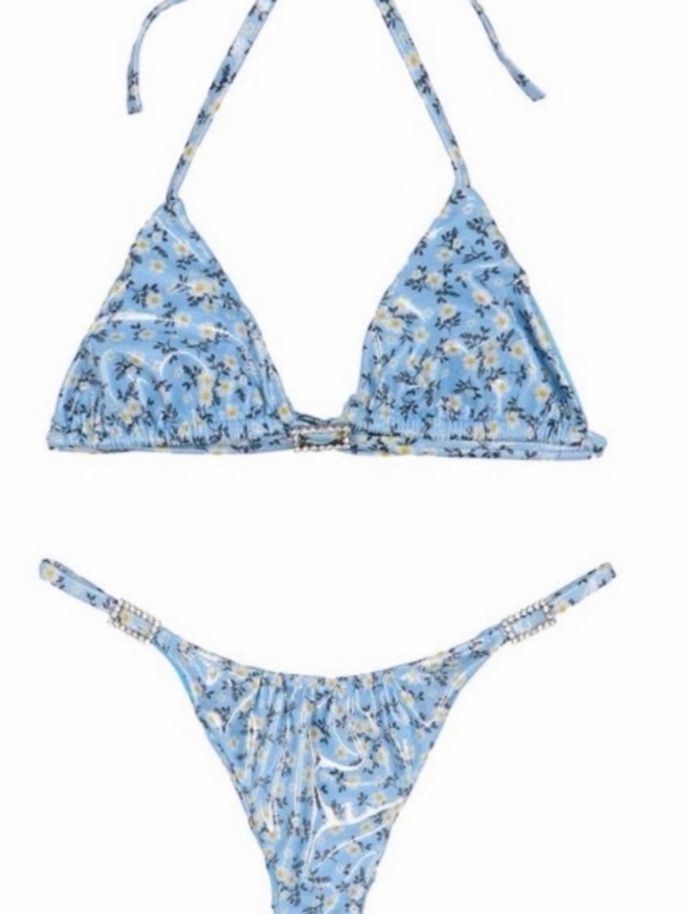 Alessandra Rich Light Blue Floral Girls' Bikini Set